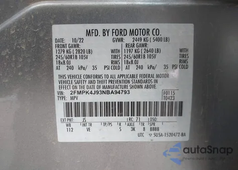 2022 Ford Edge Sel from USA, damaged, VIN 2FMPK4J93NBA94793